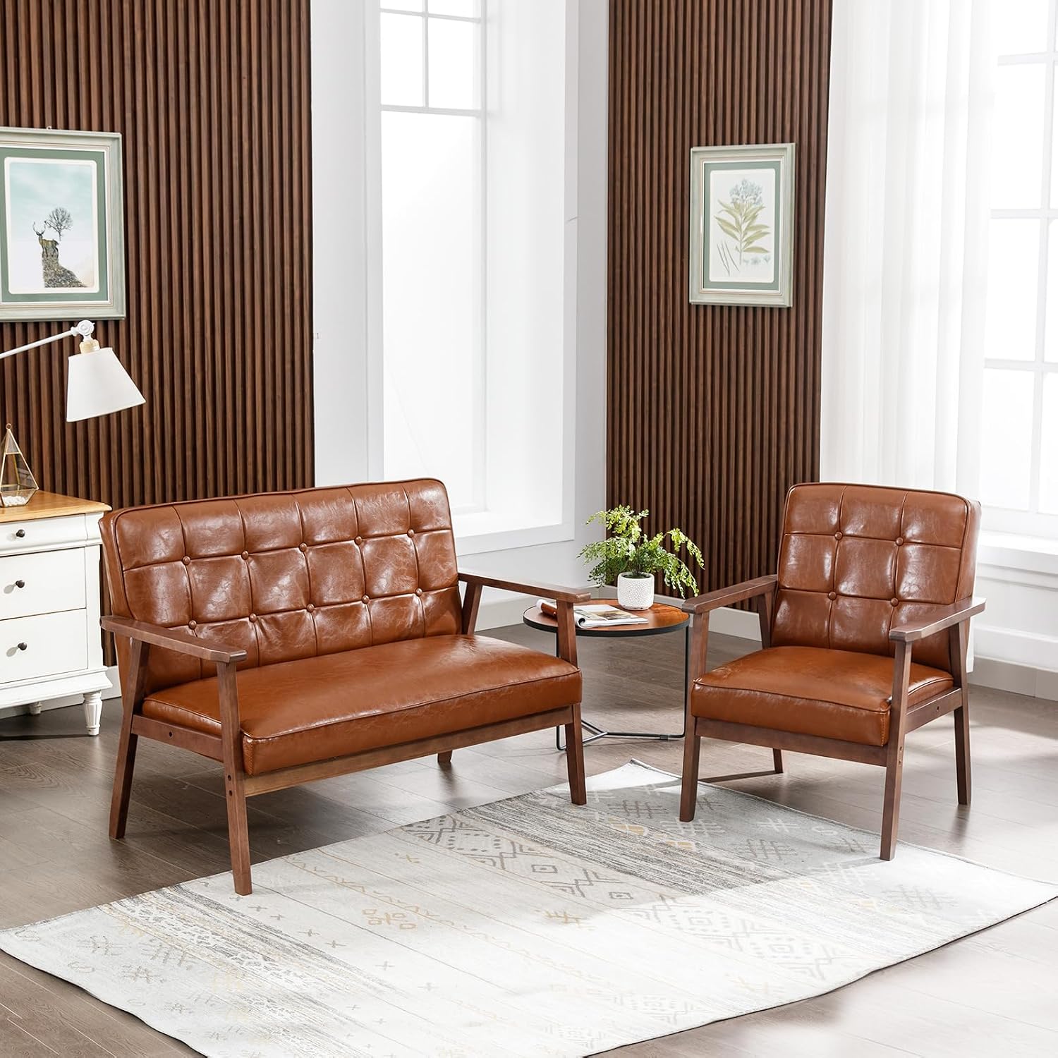 Office Furniture For Small Spaces - Диван-софа с обивкой из кожи, 2-местный,