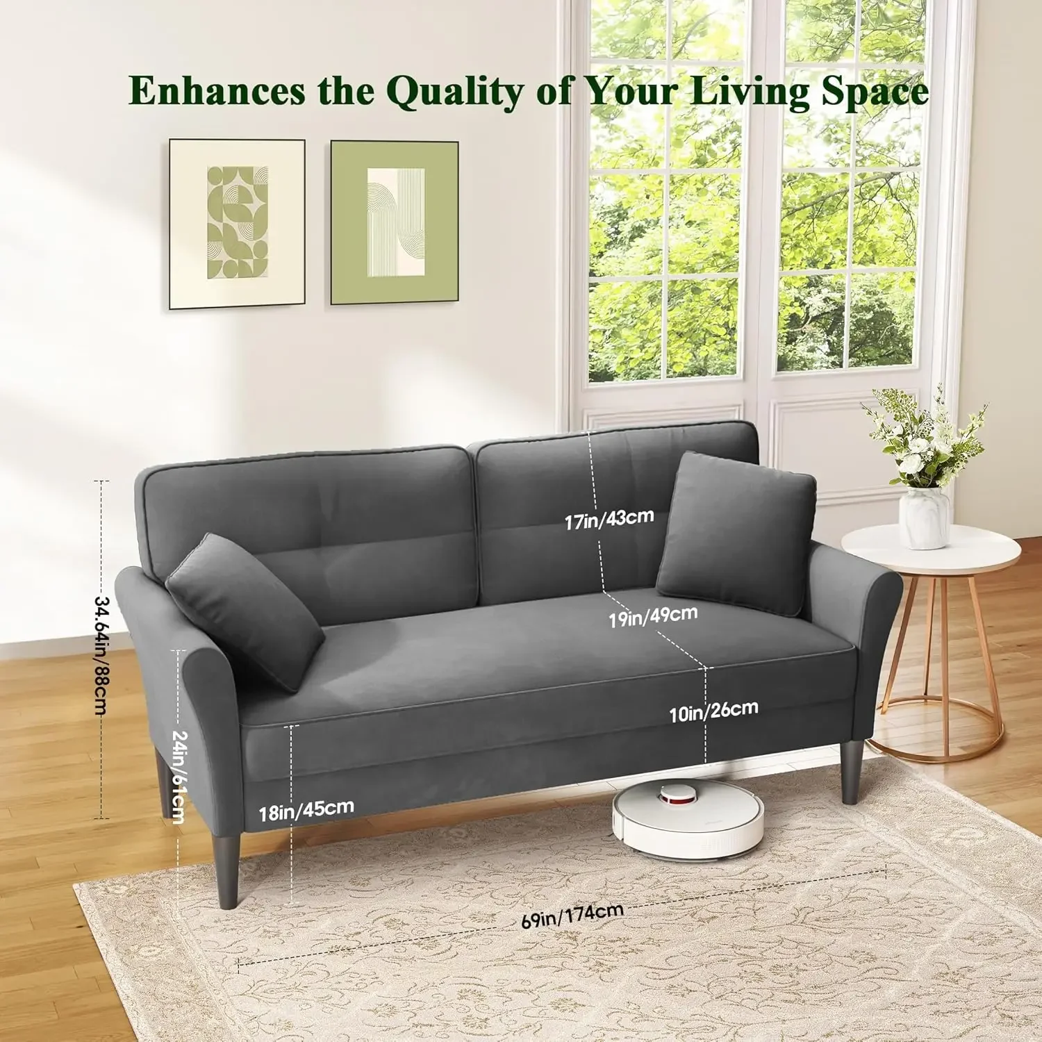 Двухместный диван длиной 69 дю – обзор и цена Office Furniture For Small Spaces